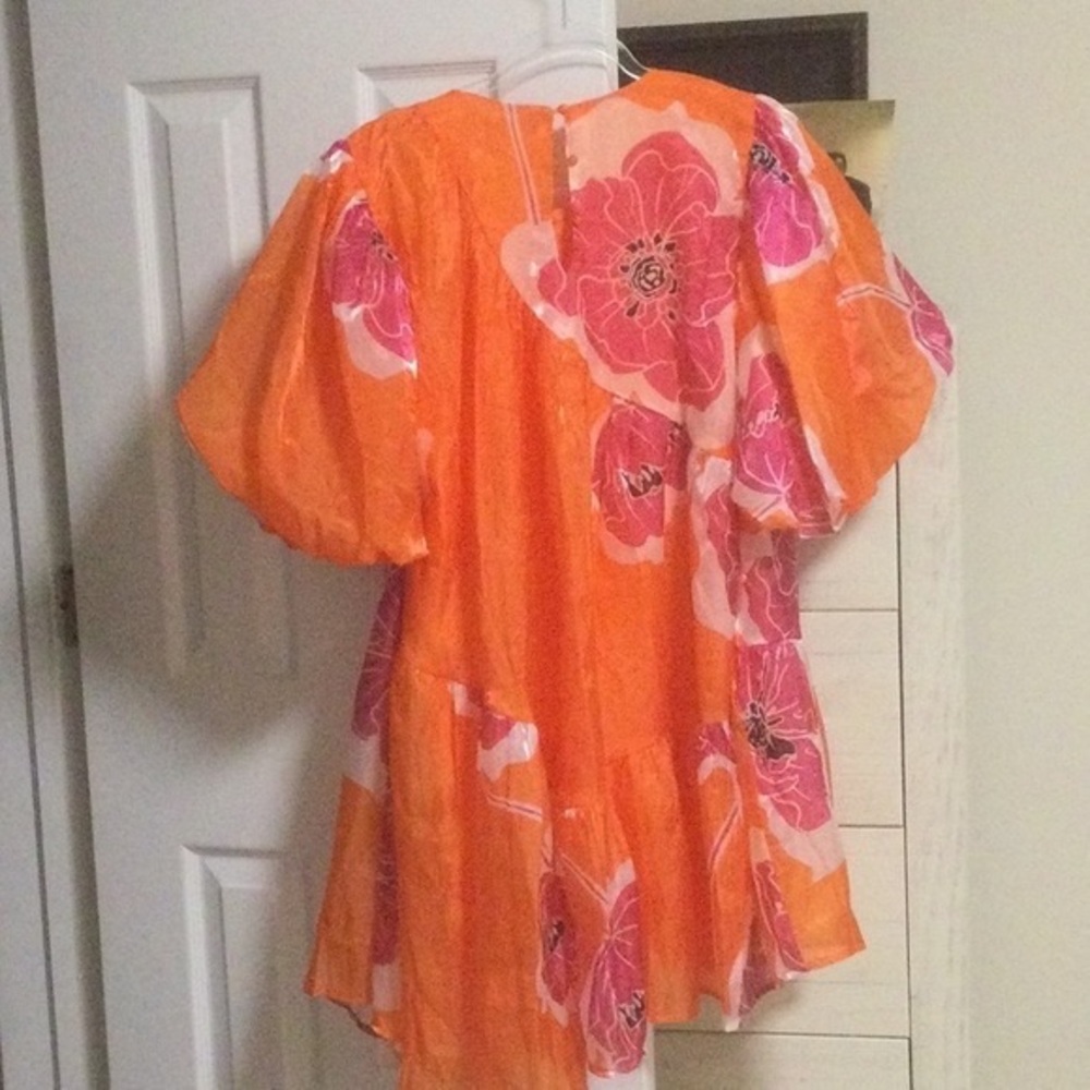 Vibrant Orange Floral Midi Dress - Picture 4 of 6